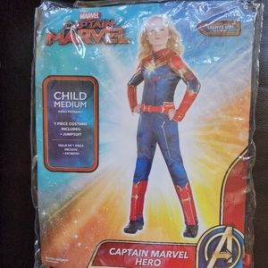 Captain Marvel child medium one-piece costume with a lighted star.